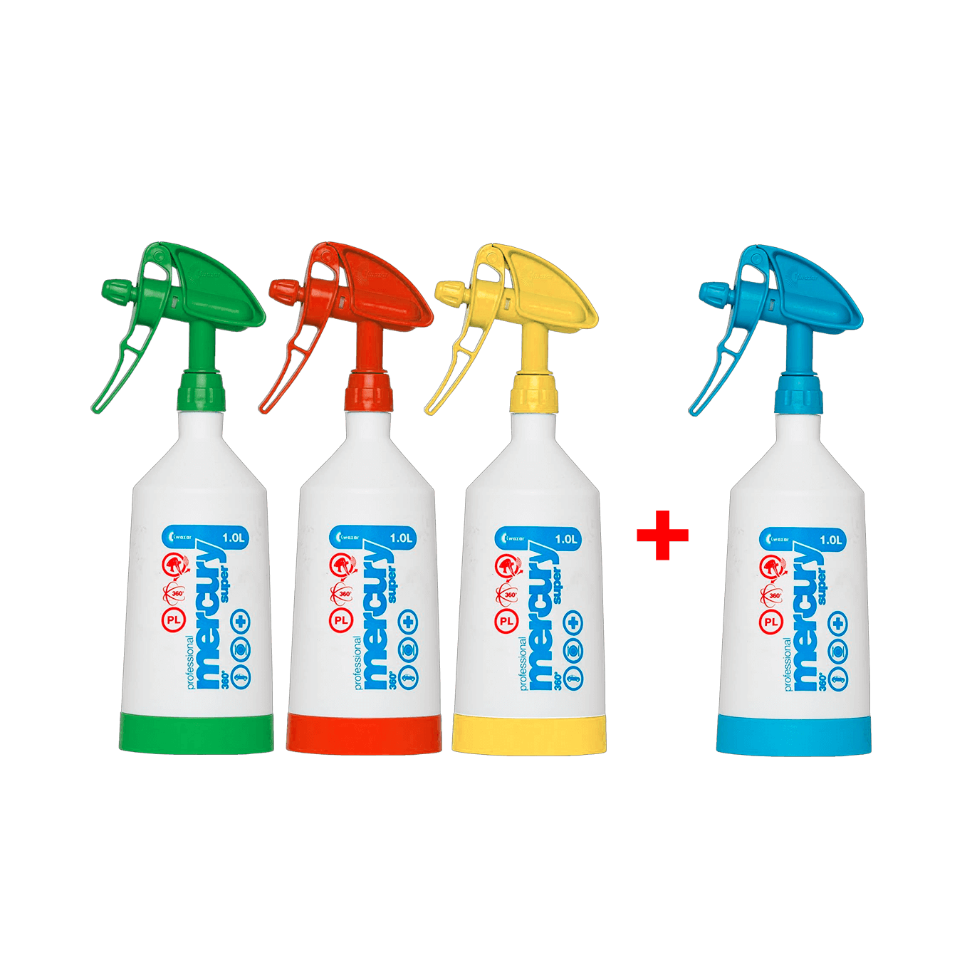 Pack complet de 4 sprayers Mercury Super 360 Pro+ (1L)